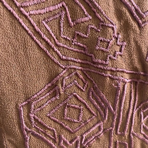 Cleobella Maxi Dress Brown Rust Embroidered Cold Shoulder Tribal Boho XS - Picture 5 of 13